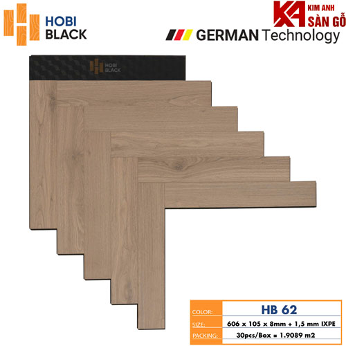 Sàn Gỗ Xương Cá Hobi 8mm+1,5 IXPE HB62